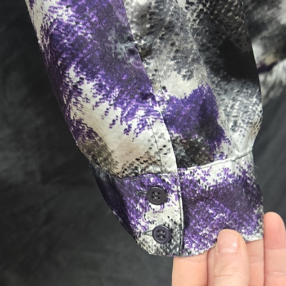 Fred David Abstract Purple and Gray Short Sleeve Top - Picture 4 of 11